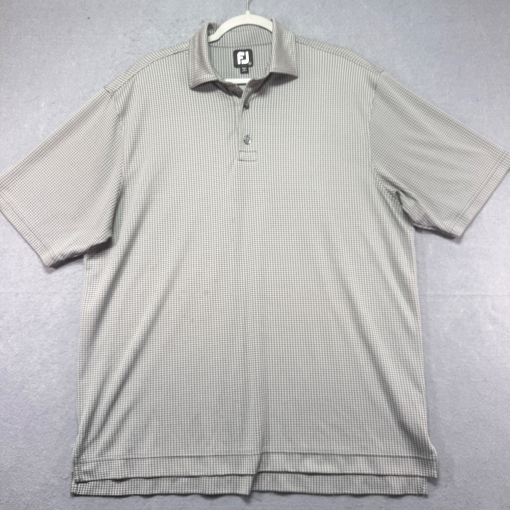 FootJoy Mens Grey Micro Check ProDry Golf Polo Shirt XL Short Sleeve FJ Logo